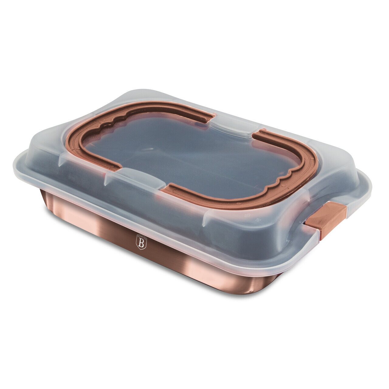 Tava cu capac Berlinger Haus, Rose Gold, 36.5x24.5x5.5 cm, otel carbon/plastic, roz - imagine 3